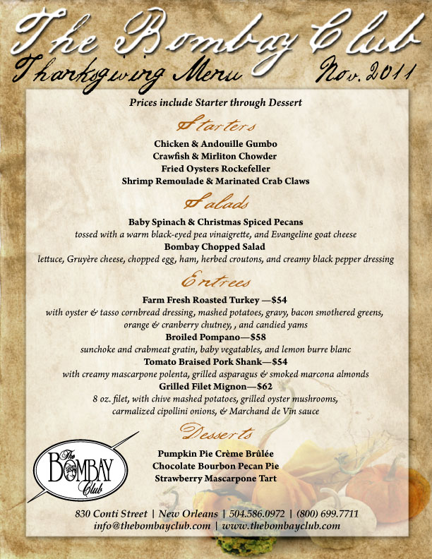 Need A Restaurant for Thanksgiving? Check Out These Menus |  